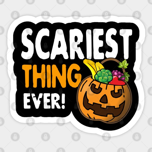 Scariest Thing Ever - Funny Veggie Halloween Pumkin Treat Basket Sticker by Biped Stuff